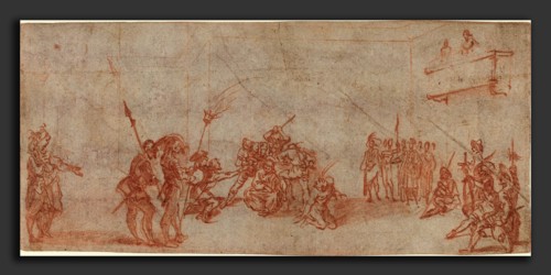 Jacques Callot (French, 1592 - 1635), Christ Crowned with Thorns, c. 1618, red chalk on laid paper,