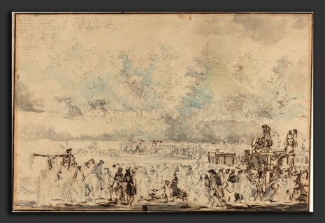Gabriel Jacques de Saint-Aubin (French, 1724 - 1780), Royal Review of the Troops, 1760s, graphite
