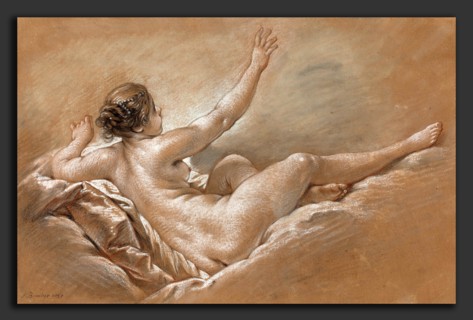 FranÃ§ois Boucher (French, 1703 - 1770), Danae Receiving the Golden Shower, 1757, red, white, and