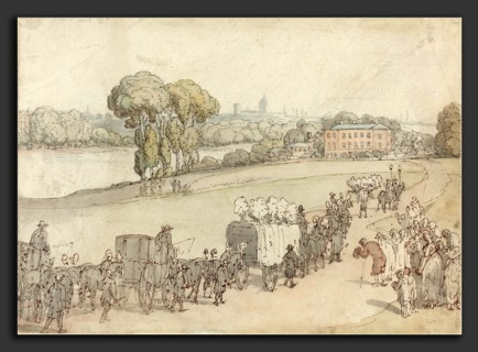 Thomas Rowlandson (British, 1756 - 1827), A Funeral Procession, 1805-1810, pen and brown and gray