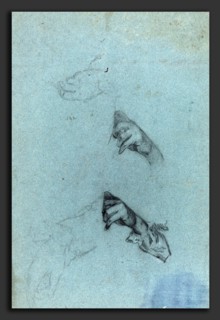 Allan Ramsay (Scottish, 1713 - 1784), Hand Studies, black chalk heightened with white on blue laid