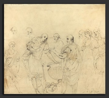 John Hamilton Mortimer (British, 1740 - 1779), Mucius Scaevolo [recto], pen and black ink on laid