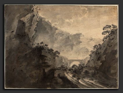 William Gilpin (British, 1724 - 1804), A Picturesque Landscape, brush and black ink with gray