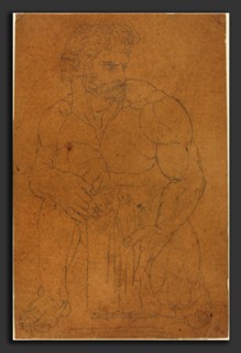John Flaxman (British, 1755 - 1826), The Giants, graphite on brown tracing paper