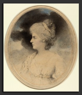 John Downman (Welsh, 1750 - 1824), Portrait of a Woman in Profile, 1791, black chalk and watercolor