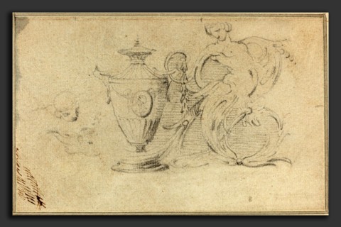 John Hamilton Mortimer (British, 1740 - 1779), Designs for Decorative Vases, black chalk on laid