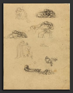 John Flaxman (British, 1755 - 1826), Sheet of Studies, graphite