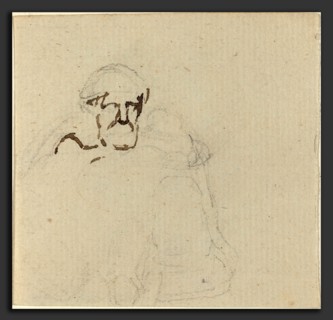 John Flaxman (British, 1755 - 1826), Bearded Figure, pen and brown ink over graphite