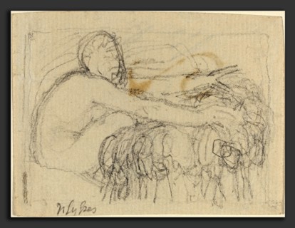 John Flaxman (British, 1755 - 1826), Seated Figure with Arms Outstretched, graphite
