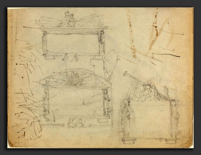 John Flaxman (British, 1755 - 1826), Designs for Monuments [recto and verso], graphite;
