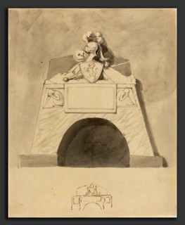 John Flaxman (British, 1755 - 1826), Design for a Monument, pen and gray ink with gray wash