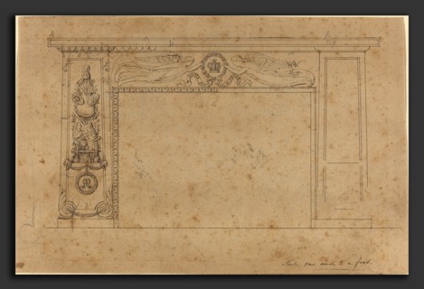 John Flaxman (British, 1755 - 1826), Design for a Chimney, pen and black ink