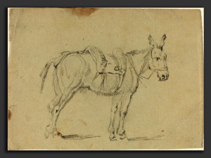 John Flaxman (British, 1755 - 1826), Donkey Stretching a Hind Leg, graphite on laid paper
