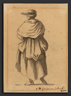 Samuel Hieronymus Grimm (Swiss, 1733 - 1794), A Peasant Woman, c. 1770, pen and black ink with gray