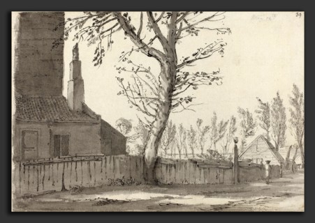 Samuel Hieronymus Grimm (Swiss, 1733 - 1794), High Street at the Manor House, Marylebone, 1772, pen