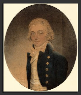 John Downman (Welsh, 1750 - 1824), George Mills, 1792, pastel with gray and brown wash on two