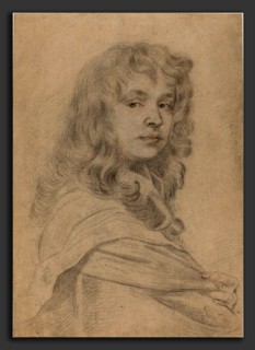 Sir Peter Lely (British, 1618 - 1680), Self-Portrait, c. 1641, black chalk with touches of red
