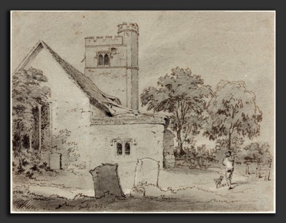 Henry Monro (British, 1791 - 1814), Aldenham Church, Hertfordshire, 1812, pen and brown ink with