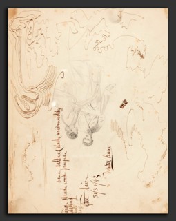 Walter Crane (British, 1845 - 1915), Sketch of a Couple Seated with Cloud Studies, 1863, graphite