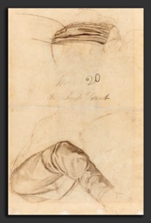 Ford Madox Brown (British, 1821 - 1893), Two Drapery Studies, c. 1844, black chalk on laid paper