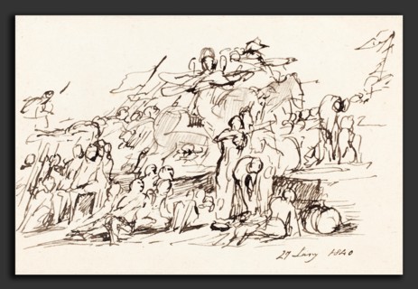 Sir David Wilkie (Scottish, 1785 - 1841), Battle Scene, 1840, pen and black ink on wove paper