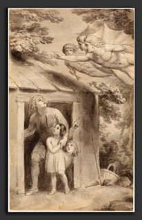 Thomas Stothard (British, 1755 - 1834), Peter and His Children Visited by Three Flying Figures, c.