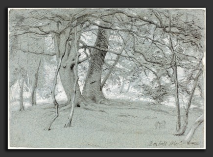 Sir William Blake Richmond (British, 1842 - 1921), Trees at Box Hill, 1860, black chalk and
