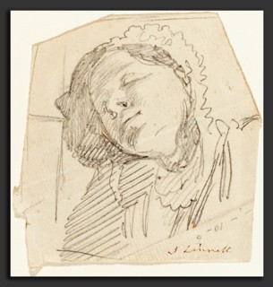 John Linnell (British, 1792 - 1882), A Woman Resting, graphite on laid paper