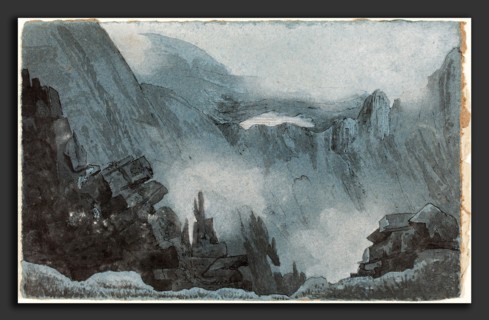 Follower of John Sell Cotman, Mountain Scene with Rocks, first half 19th century, pen and black ink