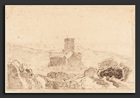 Follower of John Sell Cotman, Landscape with Church, first half 19th century, graphite on wove