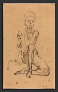 Ferdinand Hodler, Hector Posing Nude, Swiss, 1853 - 1918, 1901, graphite, squared, on wove paper