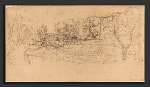 Friedrich Salathé (Swiss, 1793 - 1858), A Terraced Garden by a Villa, 1815-21, graphite on wove