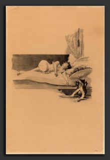 Karel Vitezslav Masek, Illustration for "Jestrab Kontra Hrdlicka, XXII" (Girl asleep on a bed),
