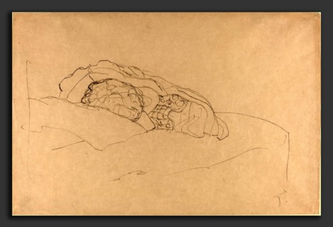 Gustav Klimt, Curled up Girl on Bed, Austrian, 1862 - 1918, 1916-1917, graphite