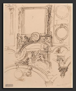 Moritz von Schwind (Austrian, 1804 - 1871), Architectural Details for a Wall Decoration with