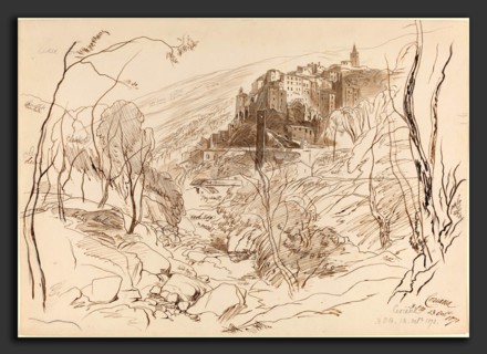 Edward Lear (British, 1812 - 1888), View of Ceriana, 1870, pen and brown ink over graphite