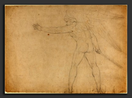 William Blake (British, 1757 - 1827), A Warring Angel [recto], c. 1780, graphite on laid paper