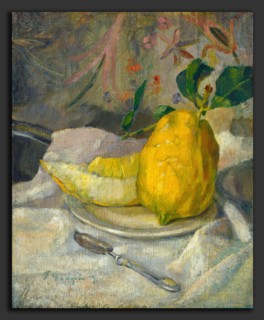French 19th Century, Melon and Lemon, c. 1900, oil on canvas on wood