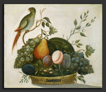 A.M. Randall, Basket of Fruit with Parrot, American, active 1777, 1777, oil on canvas