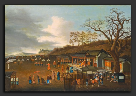 Chinese Qing Dynasty, Archery Contest, 19th century, oil on cotton
