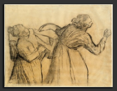 Edgar Degas, Laundress Carrying Linen, French, 1834 - 1917, c. 1885-1895, charcoal on laid paper