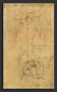 Jacob Jordaens, Sheet of Studies with the Drunken Pan and Nymphs, Flemish, 1593 - 1678, black and