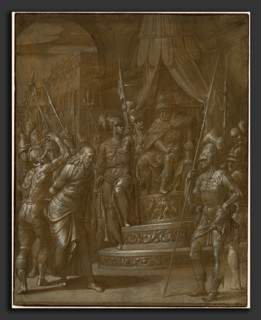 Jacopo Ligozzi (Italian, 1547 - 1627), Christ before Herod, c. 1590, pen and brown ink with brown