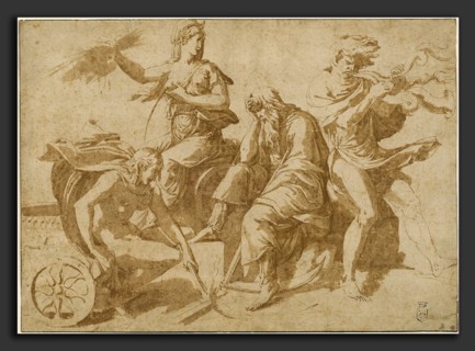 Giulio Romano (Italian, 1499 - 1546), The Four Elements, c. 1530, pen and brown ink with brown wash