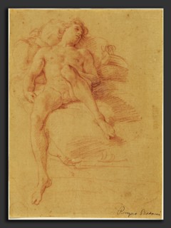 Pompeo Batoni (Italian, 1708 - 1787), A Youth Reclining on a Bed (Antiochus), c. 1746, red chalk on