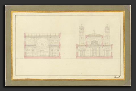 Karl Friedrich Schinkel (German, 1781 - 1841), Section of the Crossing and the West End of a