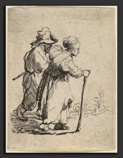 Rembrandt van Rijn, A Peasant Family Walking, Dutch, 1606 - 1669, c. 1634, etching on laid paper