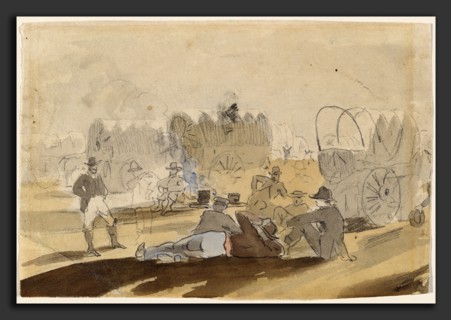 Winslow Homer (American, 1836 - 1910), Caravan with Covered Wagons [recto], 1862-1865, graphite