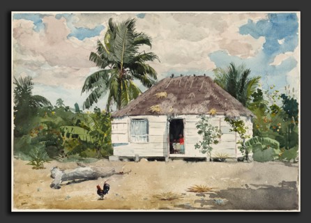 Winslow Homer, Native Huts, Nassau, American, 1836 - 1910, 1885, watercolor, graphite, and gouache