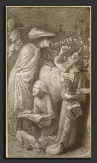 Simeon Solomon, I Am Starving, British, 1840 - 1905, 1857, pen and black ink with gray wash